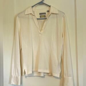 Greg Norman Collection Cream Long Sleeve Polo